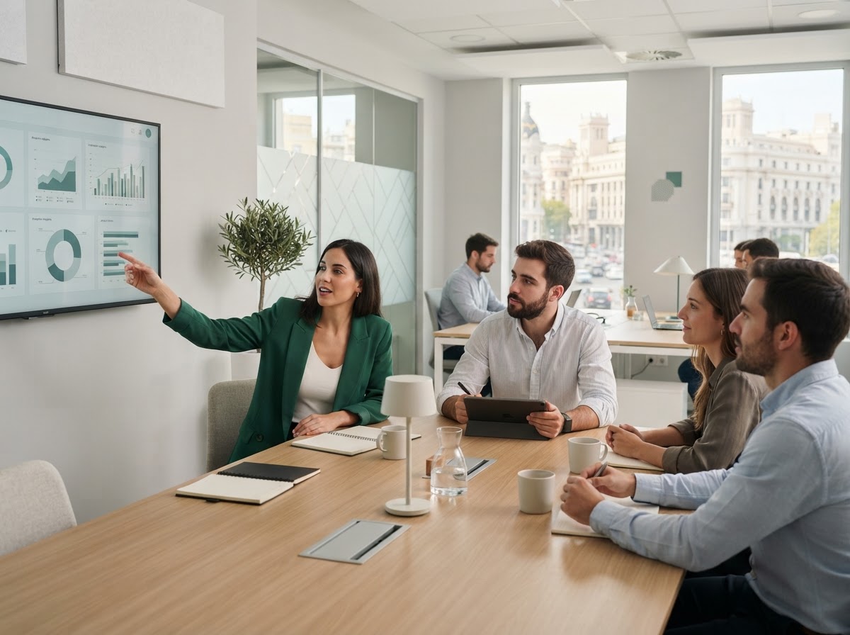 Sufraganza equipo de analistas revisando modelos de datos financieros